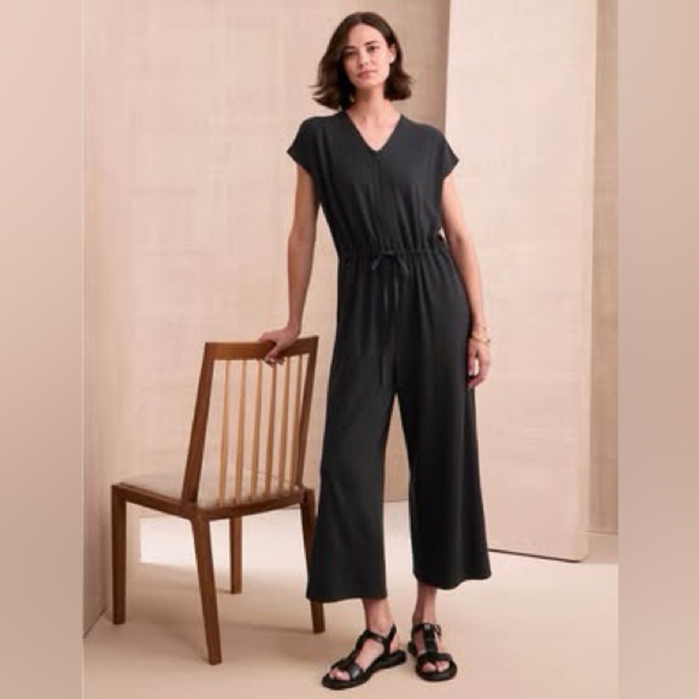 Eileen Fisher Wide Leg Ankle Length Jumpsuit Size Small - Black